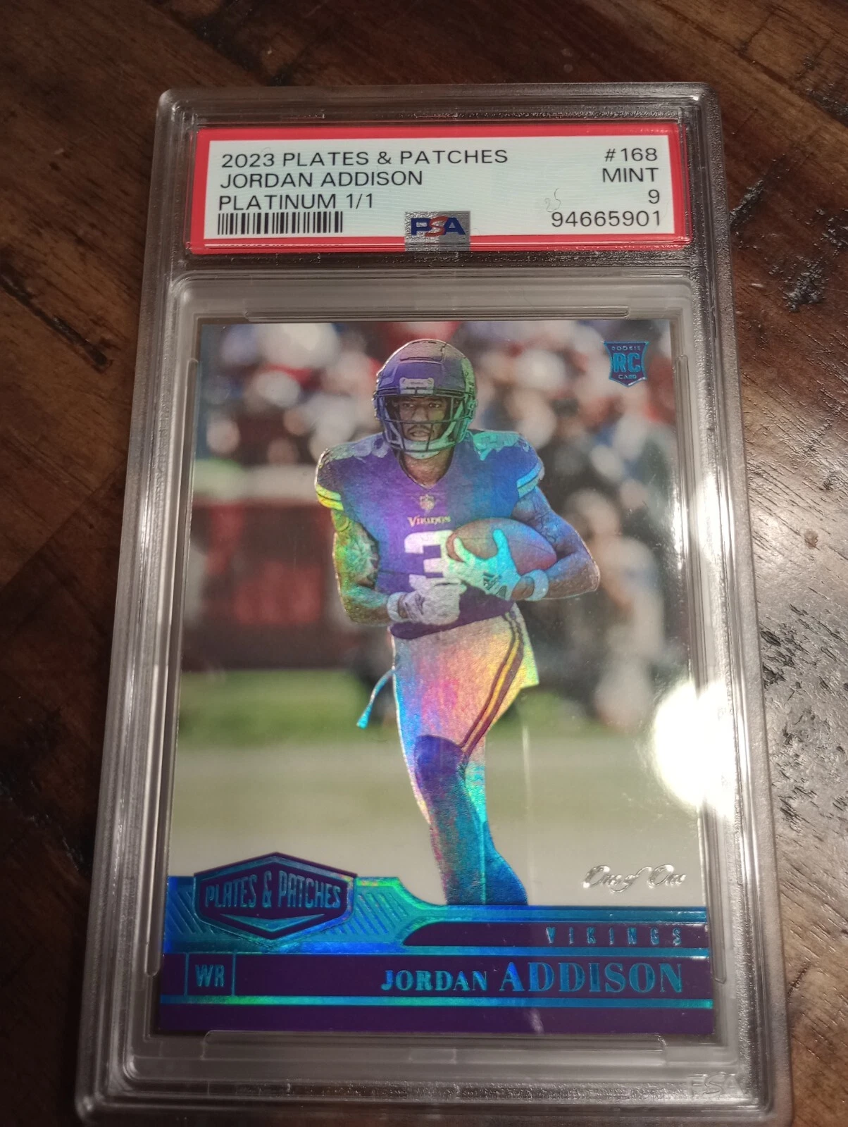 Jordan Addison Panini Plates & Patches #168 Platinum 1/1