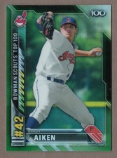 BRADY AIKEN 2016 Bowman Chrome SCOUTS TOP 100 GREEN REFRACTOR #61/99 Indians Ref