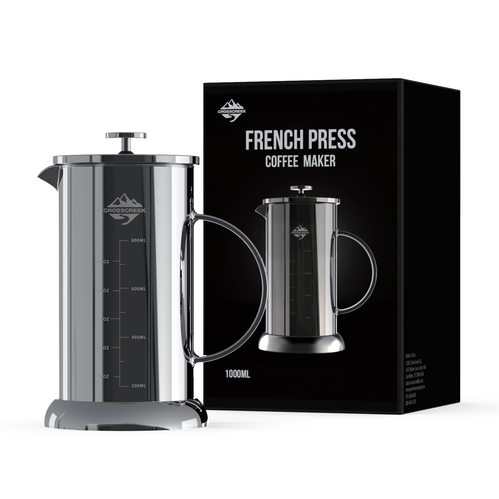 Coffee Maker, Glass French Press By Crosscreek Bpa Free Pres