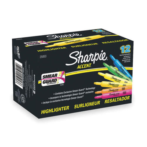SHARPIE 25053 Highlighter,Tank,Asrt,Chisel,PK12 2LTK3