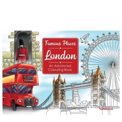 KIDZBUZZ A4 Famous Places Advanced Colouring In Book London All Ages Anti Stress Therapy.