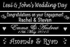 BLACK PERSONALISED WEDDING ENGAGEMENT PARTY BANNER RECEPTION VENUE DECORATIONS