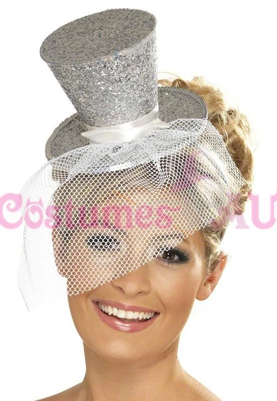 Ladies Fever Mini Glitter Top Hat On Headband Fancy Dress Costume Accessory - image 3 of 4