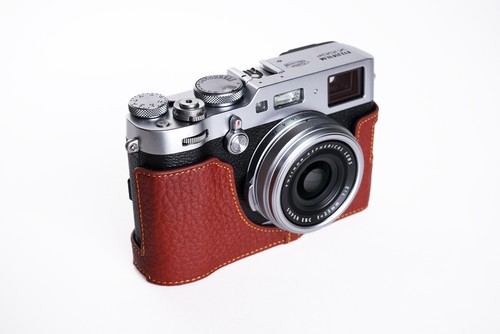 Genuine Real Leather Half Camera Case Bag Cover for FUJIFILM X100F Bottom Open 6 - 第 20/35 張圖片