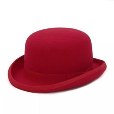 Derby Bowler 100 Wool Felt with Removable Feather Fedora Hat
