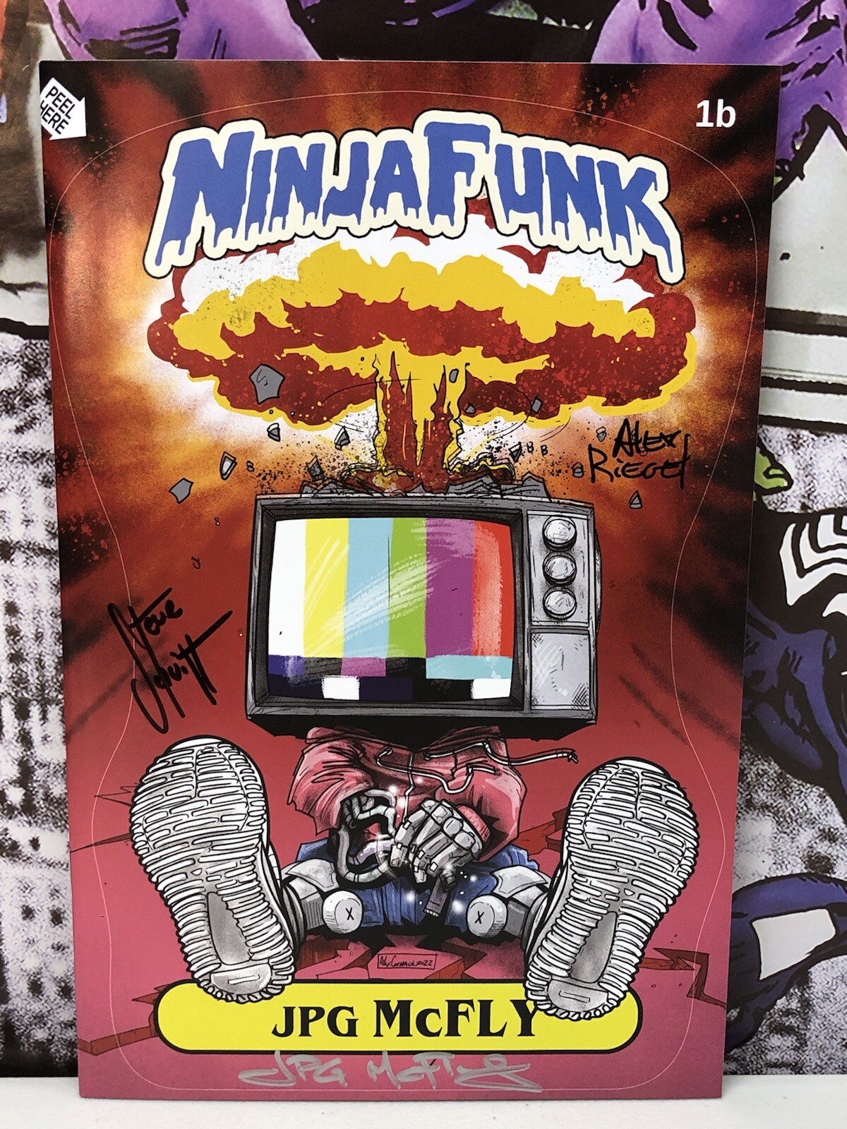 Ninja Funk #1 Garbage Pail Kids LTD 600 Tri-Signed NM Trading Card with COA-image