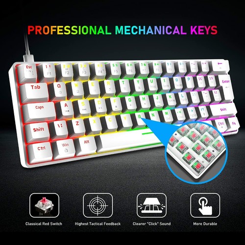 Wired 62 Keys Gaming Keyboard Mouse Combo Mechancial Rainbow RGB Backlit PC Xbox - Picture 11 of 23