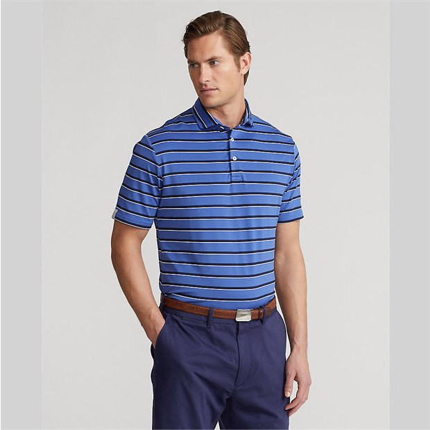 Широкая рубашка поло в полулегкую полоску RLX Golf, 98 долларов США, Liberty/Белый, Sz 2XL