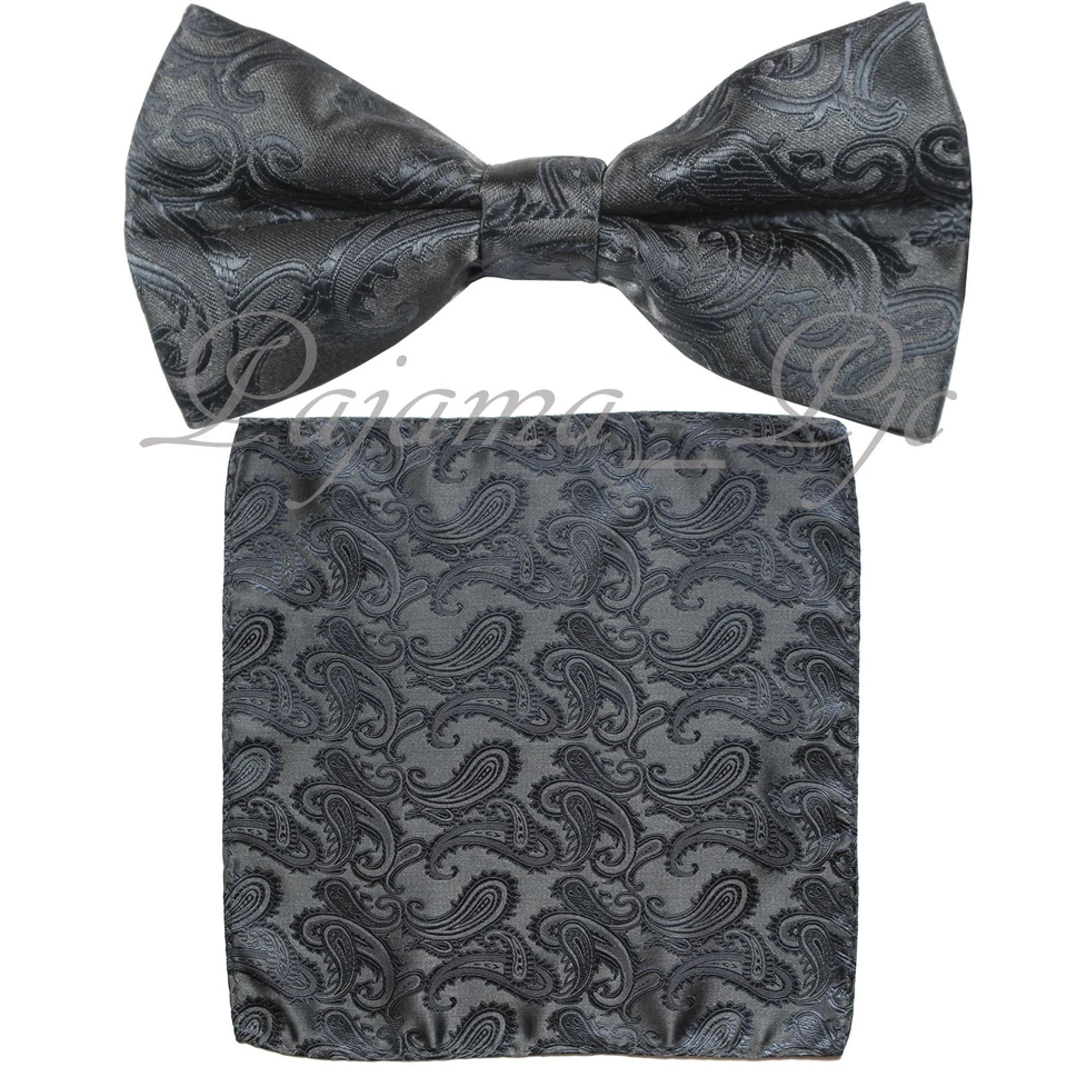 NEW MEN'S Paisley Bow tie and Pocket Square Hankie Set Wedding Party Prom Formal - Image 1 of 1