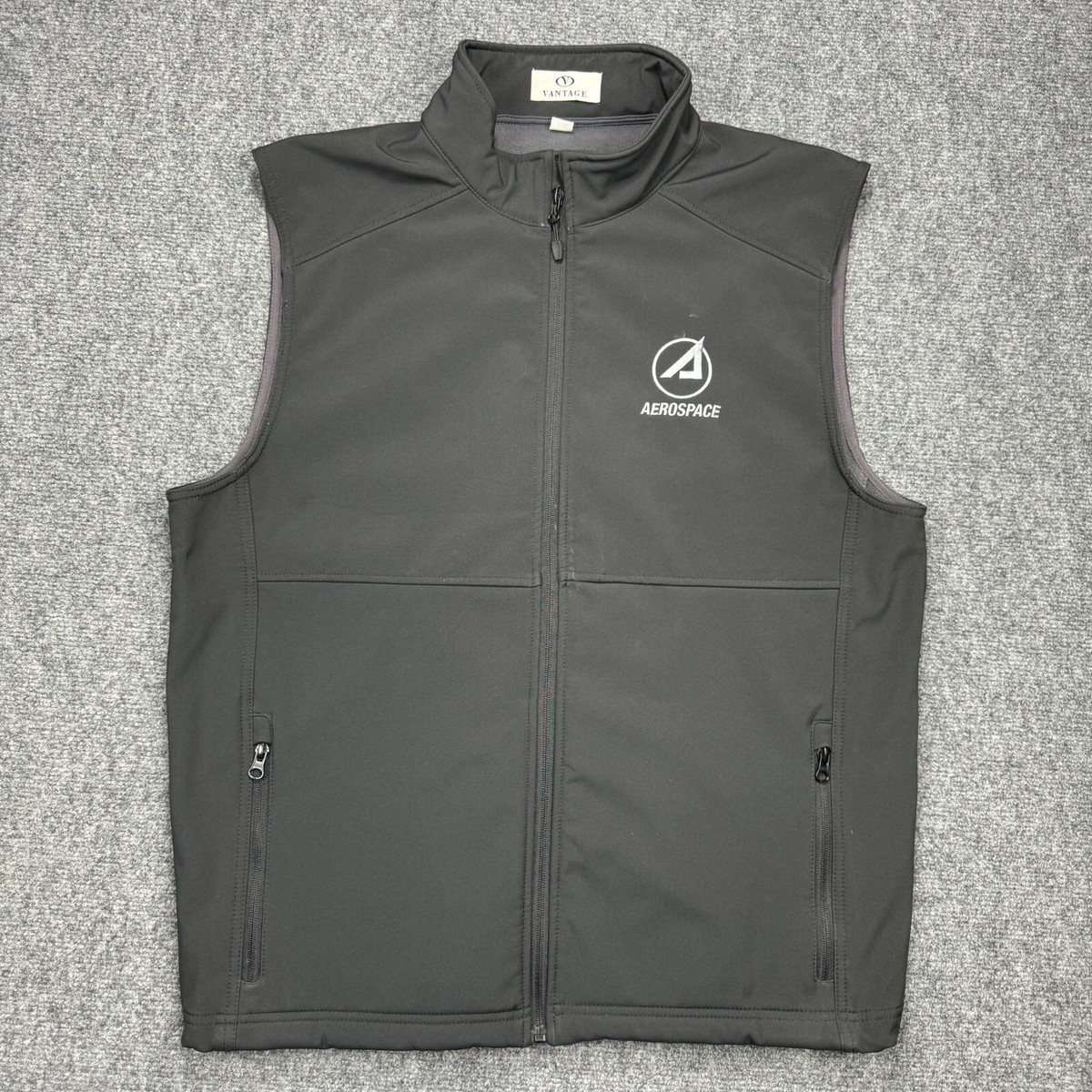 Vantage Vest Mens Large Black Soft Shell Zipper Pockets Full Zip