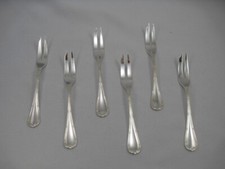 Christofle Rubans, 6 fourchettes à gâteaux 2 dents Métal argenté, Excellent état