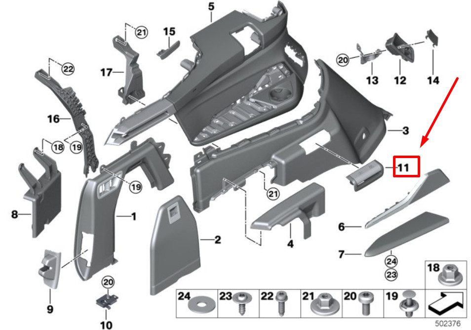NEW BMW X7 G07 REAR LEFT LASHING EYE COVER 9495527