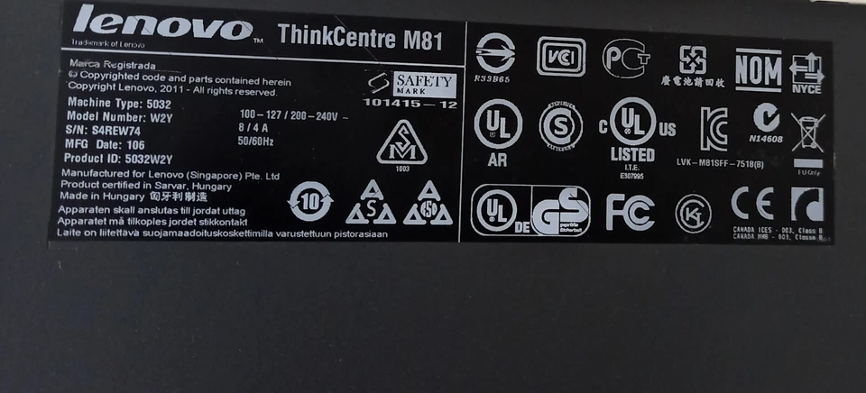 Lenovo Thinkcentre M81 PC Refurbished CPU I5-2400 3,10 Ghz-Hdd 500GB-RAM 4GB - Image 4 of 4