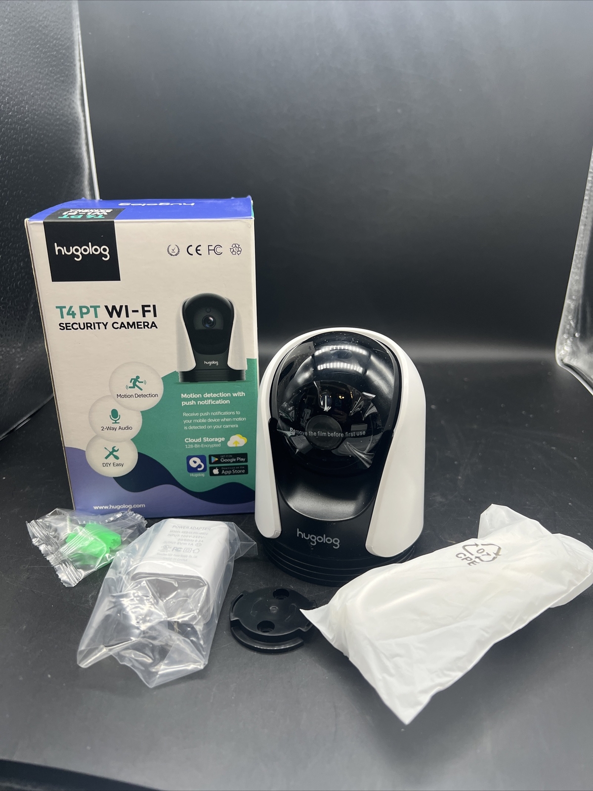 Hugolog T4PT Wi-Fi Security Camera with Motion Detection and 2-Way Audio
