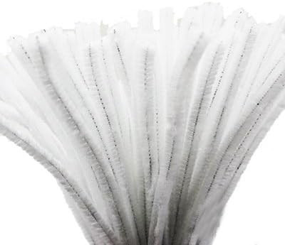 Super Fuzzy Chenille Stems Pipe Cleaners, Pack of 100 (White)