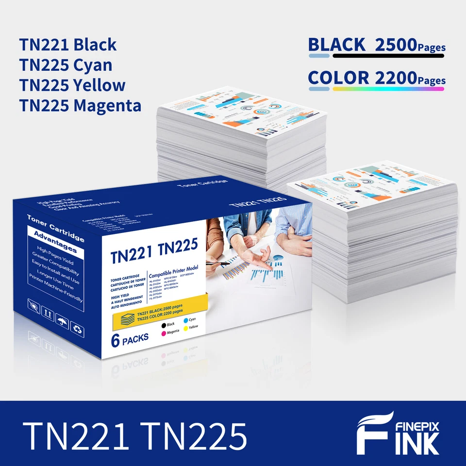 Тонер TN221 совместим с Brother TN-225 HL-3170CDW MFC-9130CW 9330CDW 9340CDW - Изображение 2 из 4