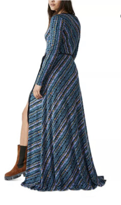 Free People Women's Phoebe Printed Wrap Maxi Dress, Dark Combo, XS