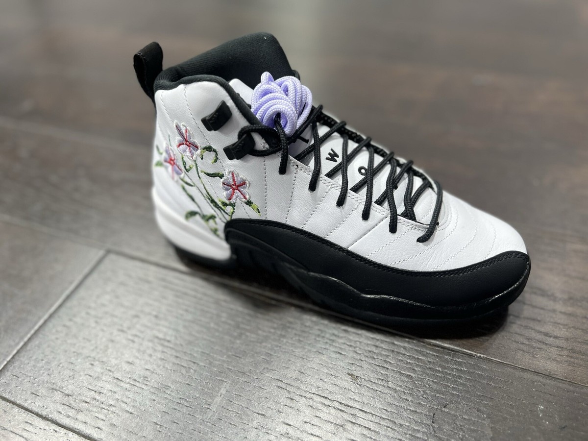 Nike Air Jordan 12 XII Floral GS White Black DR6956-100 size