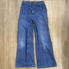 Sears Roebuck blue denim patchwork flare bell bottoms jeans