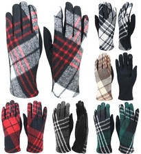 Fashion Tartan Plaid Check Winter Soft Touch Screen Gloves