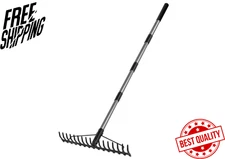 5.4FT Bow Rake Heavy Duty Garden Rake with Stainless Steel Handle, 17 Steel T...