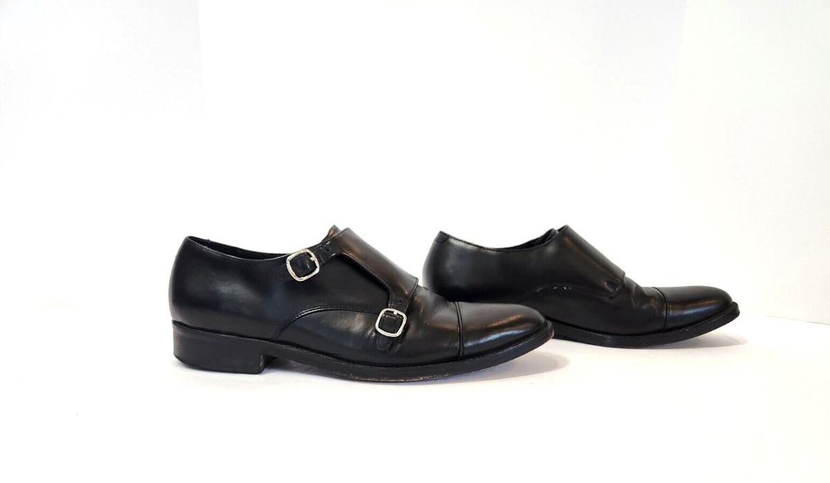 Cole Haan Grand OS Double Monk Strap Black Leather Loafers  display picture 1