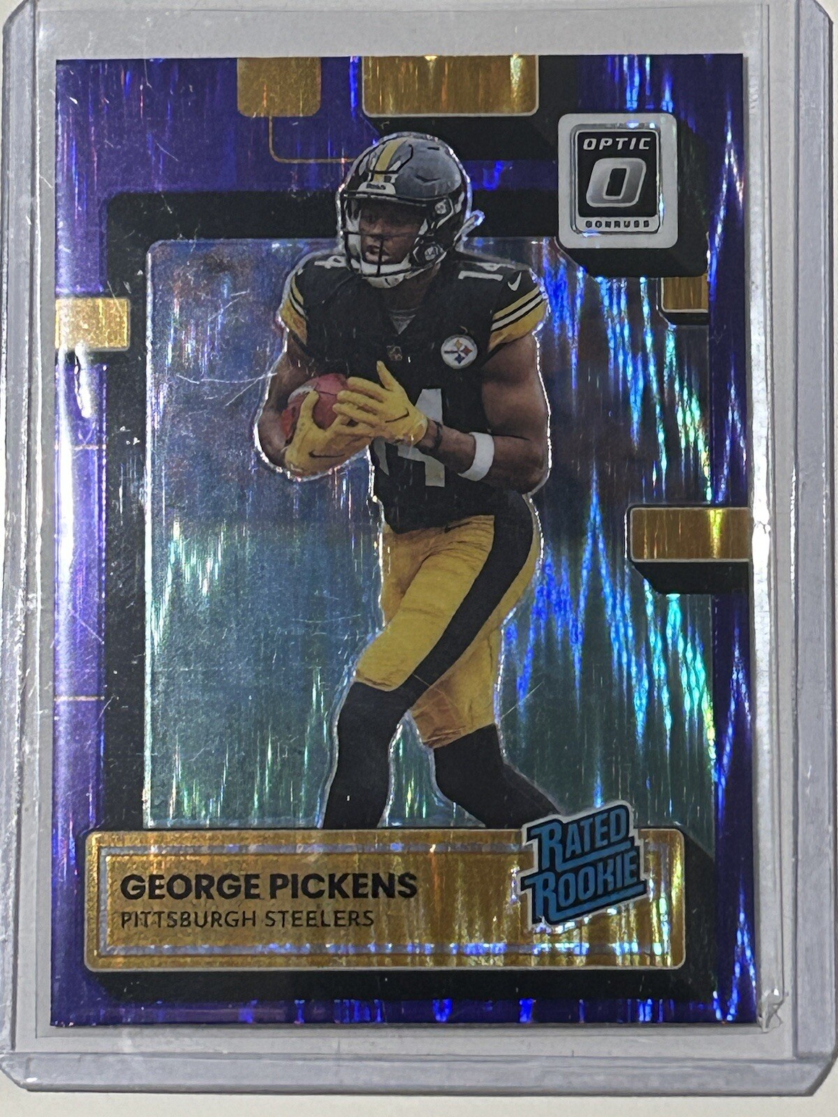 2022 Donruss Optic George Pickens Purple Shock Prizm Rated Rookie RC #223
