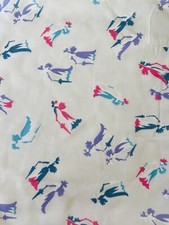 7 yds VTG Lady Parasol Woman Umbrella Pink Purple Blue White Fabric 44" Light