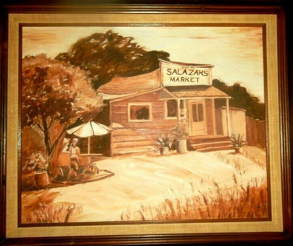 Винтажное пейзажное искусство, оригинальная картина маслом на холсте, подписанная в рамке 27 дюймов x 22 дюйма - Изображение 2 из 4