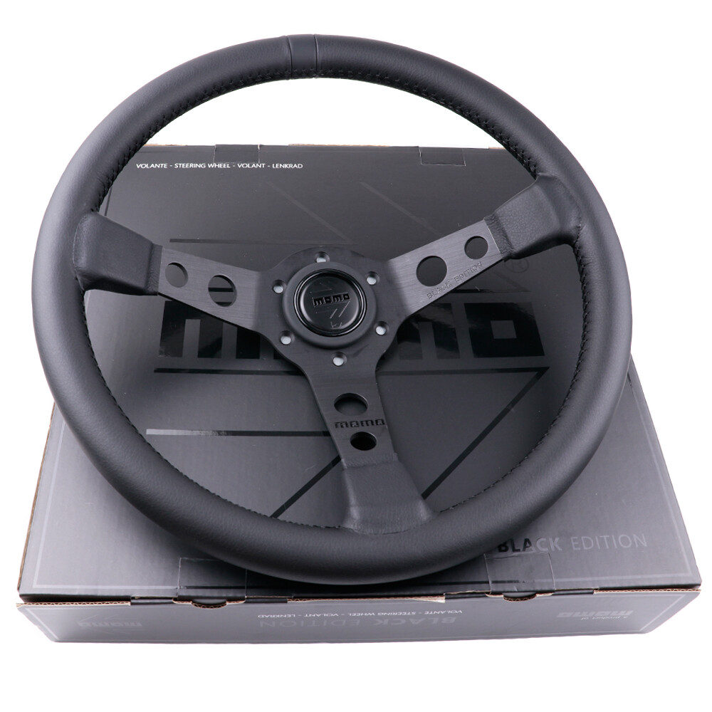 350mm/14inch MOMO MOD07 BLACK EDITION Deep Dish Leather Sport