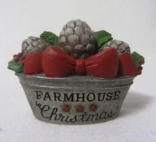 BLOSSOM BUCKET FARMHOUSE CHRISTMAS PINECONES IN BUCKET FIGURINE 2-1/2" HIGH