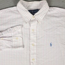 Ralph Lauren Shirt Size 16.5 White Red Blue Check Dress Button Up Long Sleeve