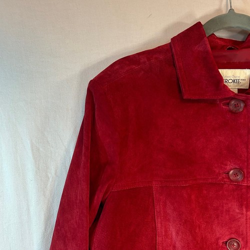 Giacca donna Cherokee rossa in pelle con colletto e bottoni taglia 16W - Foto 4 di 13