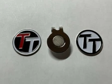 (2) Rare Fine Quality 1" Flat Coin Style Golf Markers With Bonus Hat Clip 