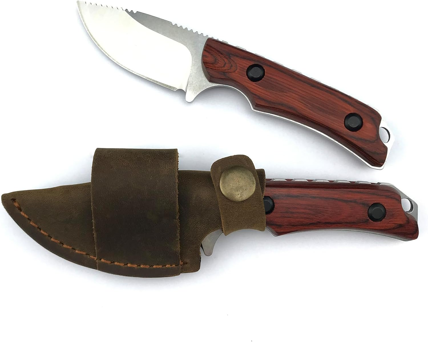 6.3 Inches Hidden Canyon Fixed Blade Knife with Leather Sheath, 8Cr13Mov Blade,