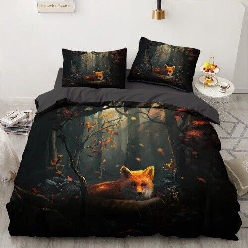 Fox Printed Bedding Set 3D Animal Theme Comforter Cover Bedding Set & Pillowcase