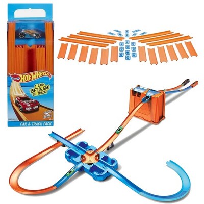 Hot Wheels X2 Set Bundle - Track Builder Deluxe Stunt Box & Straight Track Pack