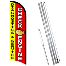 CHECK ENGINE Premium Windless  Feather Flag Bundle (Complete Kit) OR Optional Re