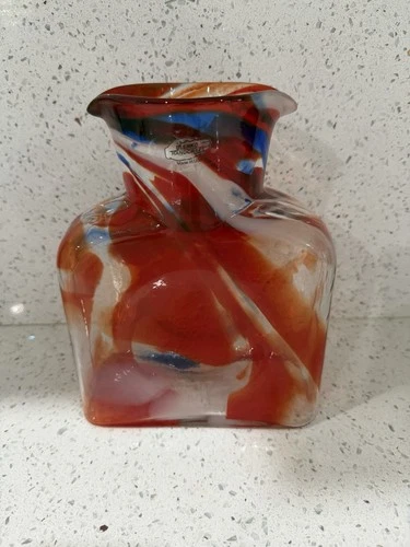 Blenko 2014 Confetti 384 Puffed Glass Textured  Water Bottle Stamped