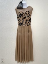 A WISH COME TRUE Womens L LA I Found Taupe Floral Lyrical Costume Dress 25079Y