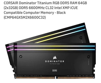 Corsair Dominator Titanium RGB 64GB (2x32GB) DDR5 6600MHz CL32