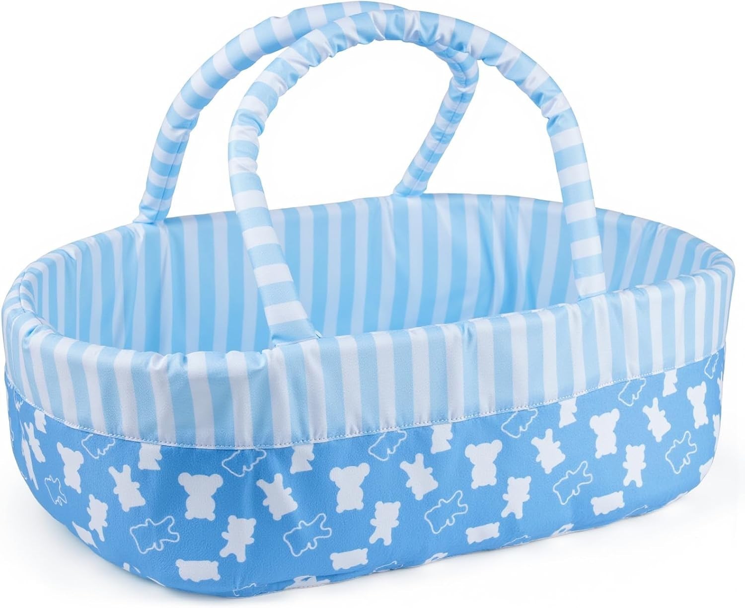 Reborn Baby Doll Bassinet for 17-22 Inch Dolls, Cute Bear Patterns Baby Doll Acc