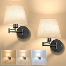 Battery Operated Wall Sconces Set of Two, Wireless Swing Arm Wall Lights with...
