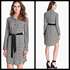 VINCE CAMUTO Long-Sleeve Printed Shirt Dress w/Removable Belt ( Sz-4) NWT