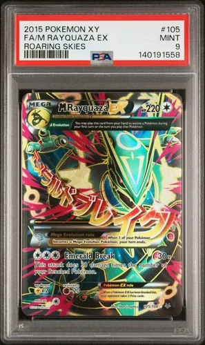 2015 POKEMON XY ROARING SKIES #105 FULL ART/M RAYQUAZA EX PSA 9
