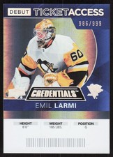 2021-22 Upper Deck Credentials #78 Emil Larmi 2020-21 Debut TA #/999