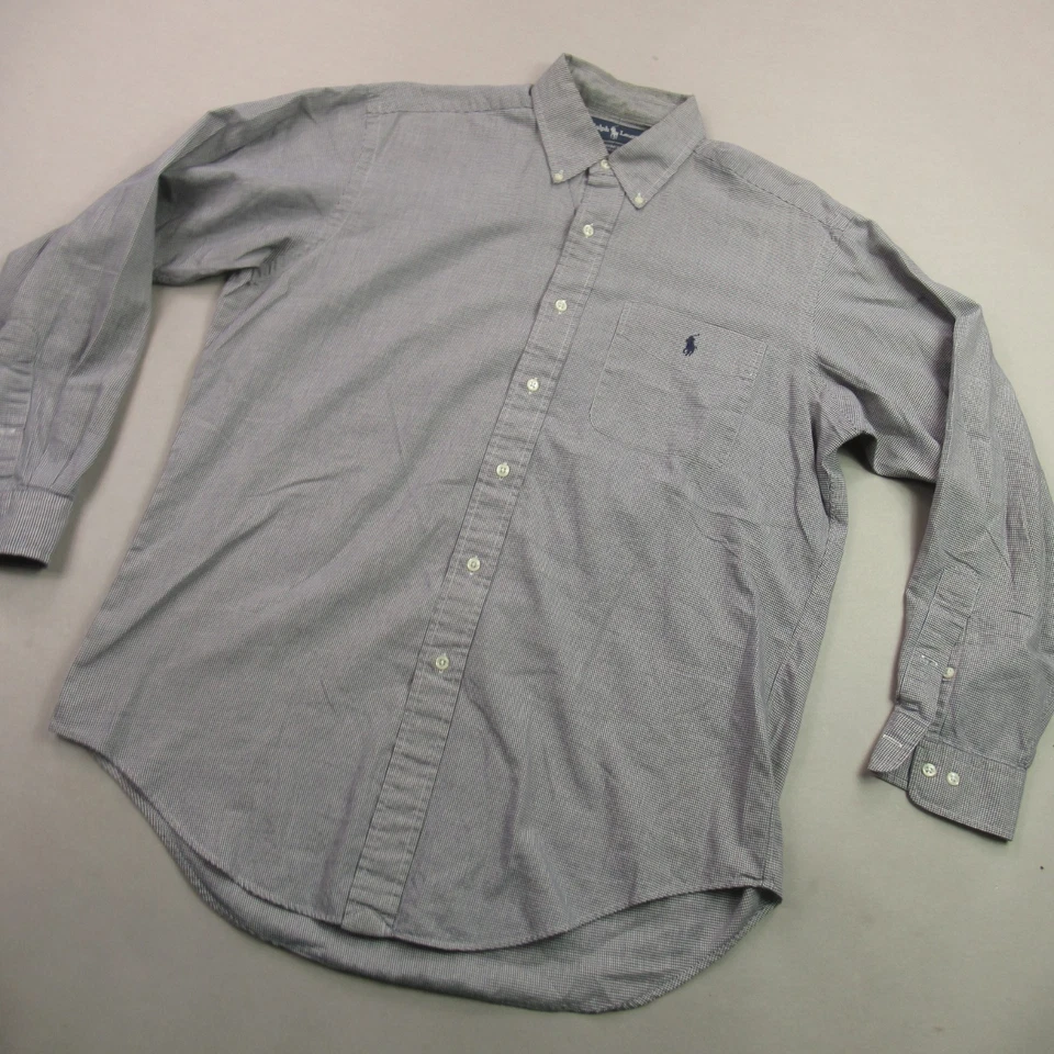 Camisa Polo Ralph Lauren Para Hombre 15.5 Manga Larga Botón Frontal Cuadros Yarmouth Foto 2 de 4