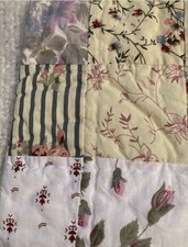 90s Quilted Patchwork Pillow Sham Cover Yellow Pink Floral French Country Farm 2