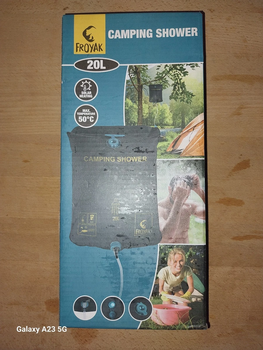 Douche Solaire FROYAK 20L Pour Camping - Chauffe Eau, Noir, Fabriqué Aux Pays-Bas