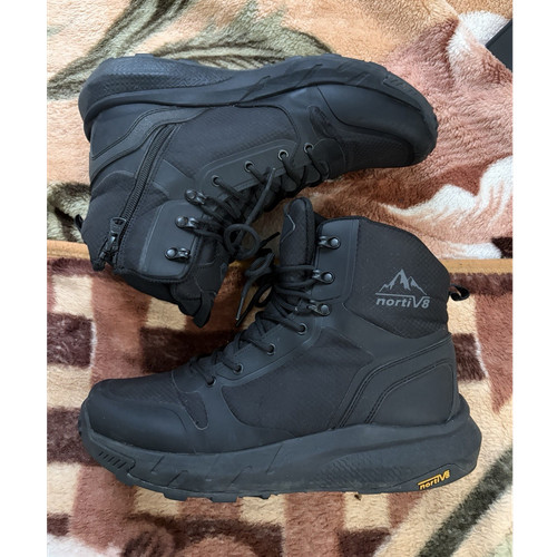 Nortiv8 Black Tactical Boots for Men with Side Zipper Durable Outdoor Footwear